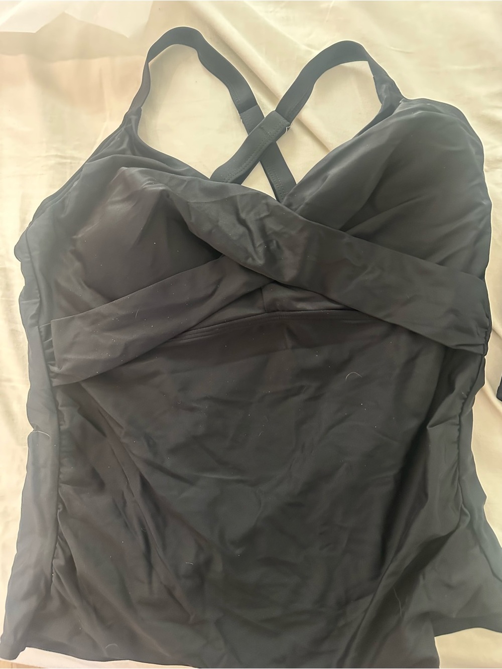 Black Tankini Set with High-Waist Bottoms - Picture 5 of 10